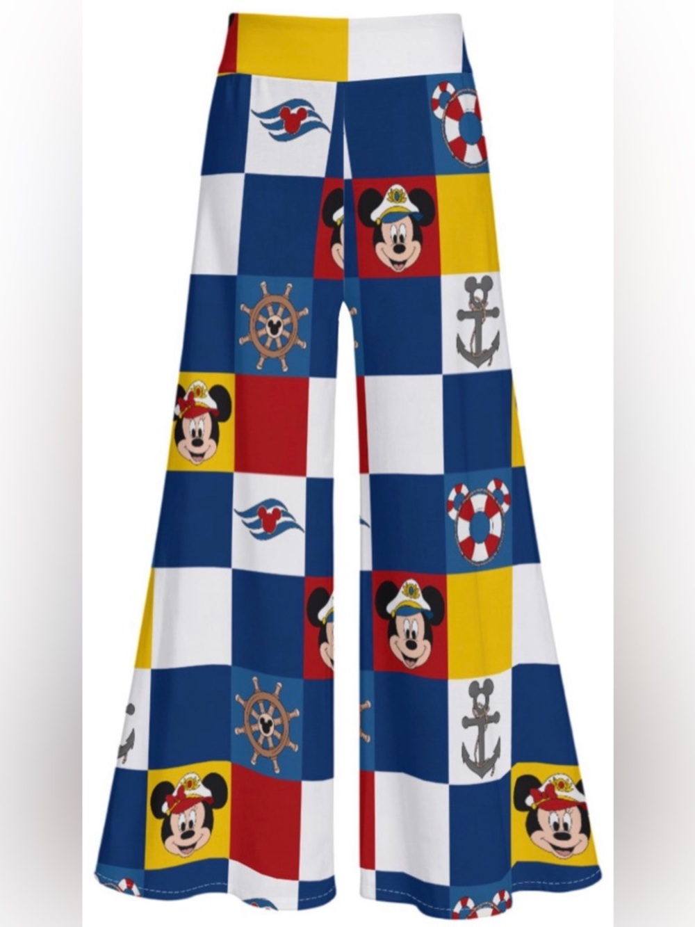 Disney Mickey Nautical Patchwork Wide-Leg Pants - Blue/Red/Yellow